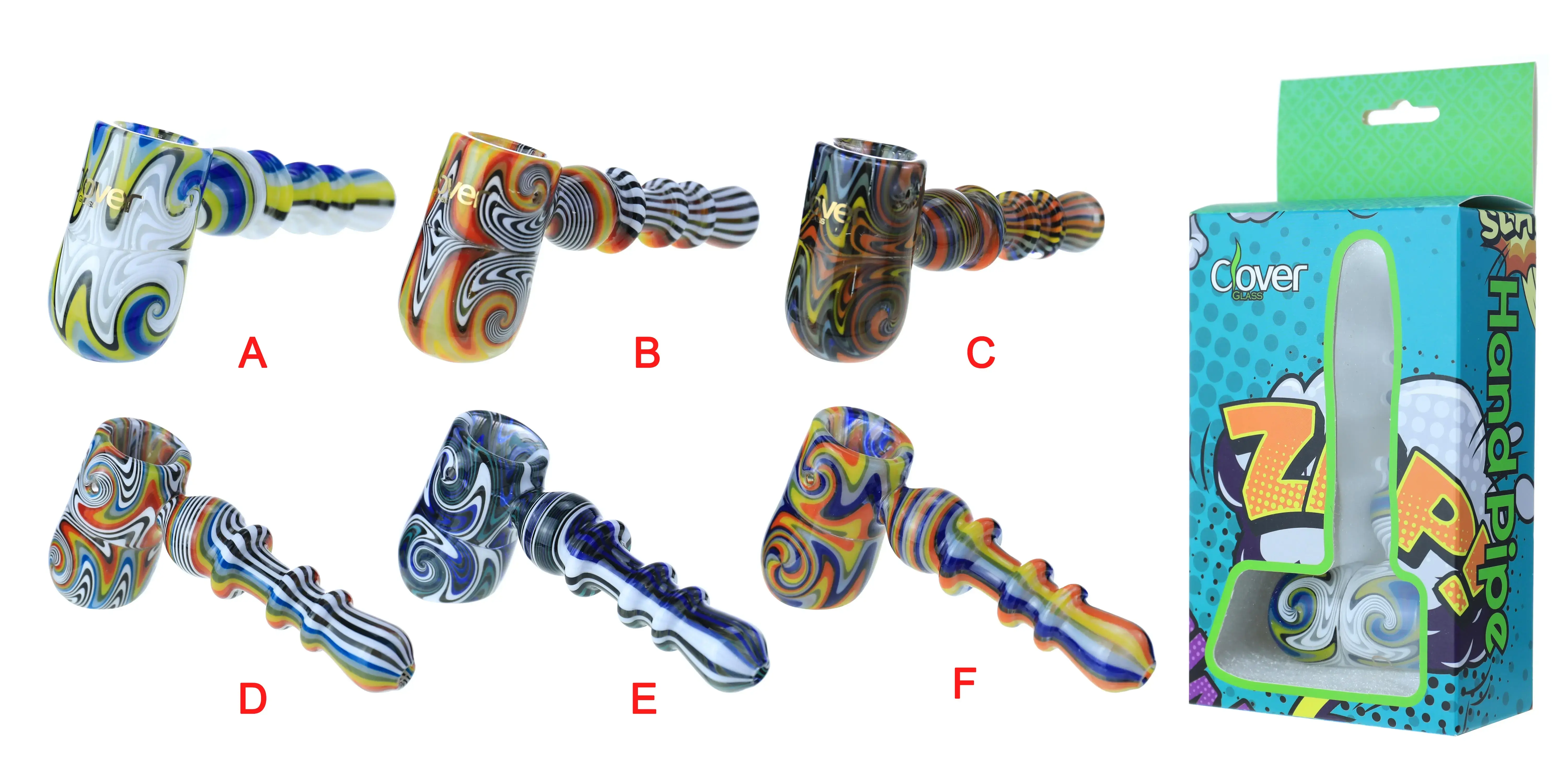 [T-1375-12] CLOVER HAND PIPE AMERICAN COLOR ROD 6PK DISPLAY (5Inch WPF-923)