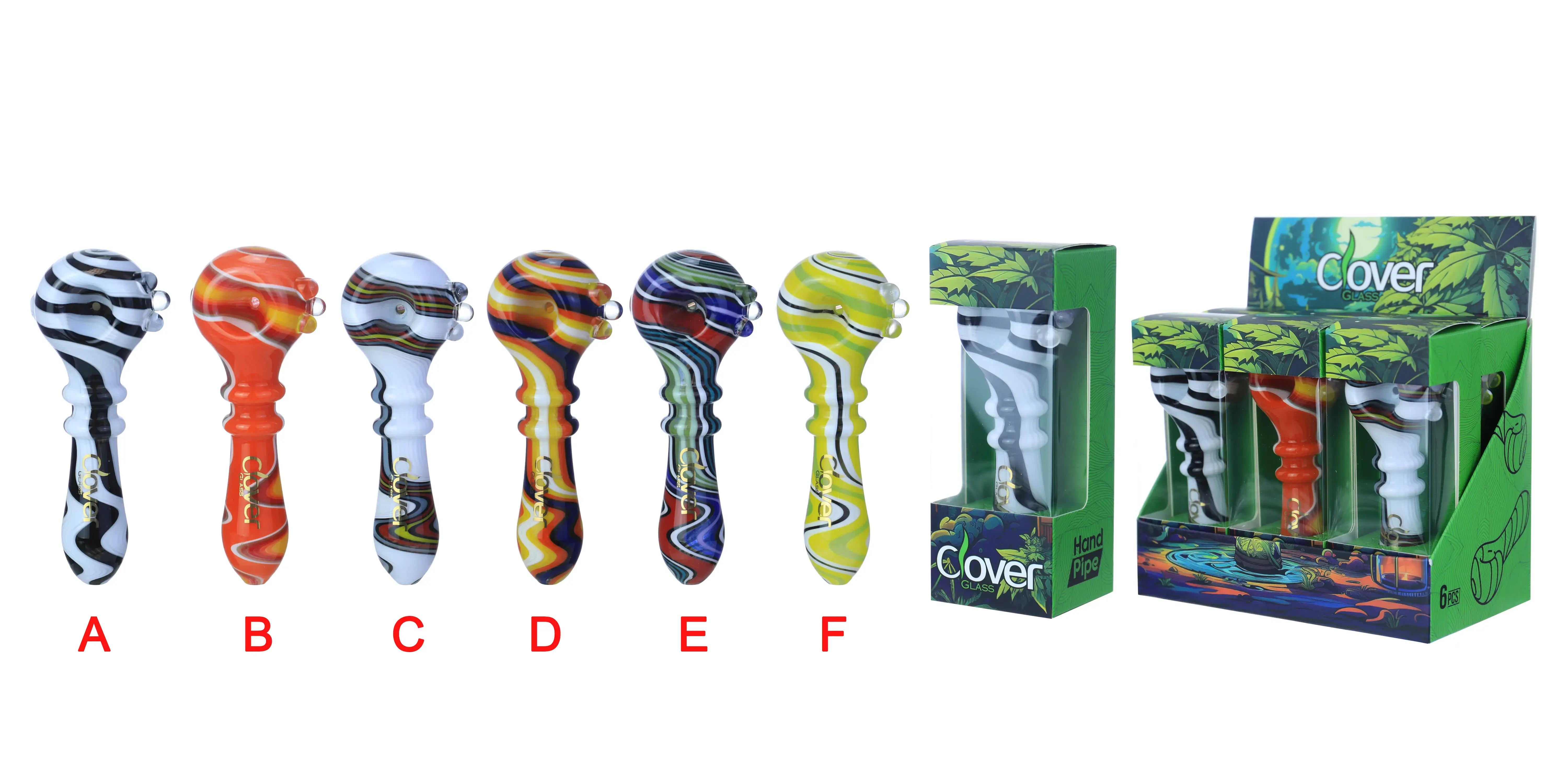 [T-1375-16] CLOVER HAND PIPE AMERICAN COLOR ROD 6PK DISPLAY (4Inch WPF-451)