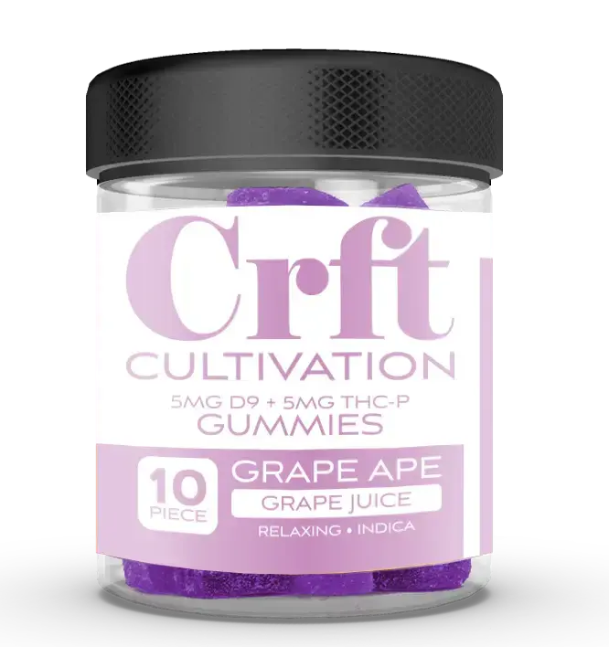 [Q-4805-01] CRFT 10 X 10MG D9 + THC-P jar GUMMIES (Grape Ape)