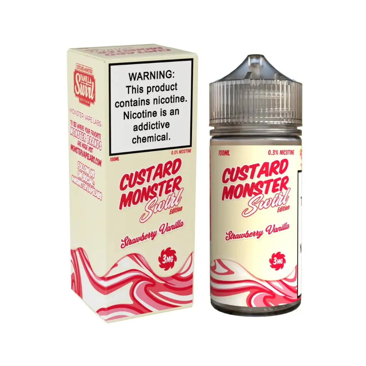 [Q-4333-03] Custard Monster Swirl 100ml (3MG, Strawberry Vanilla)