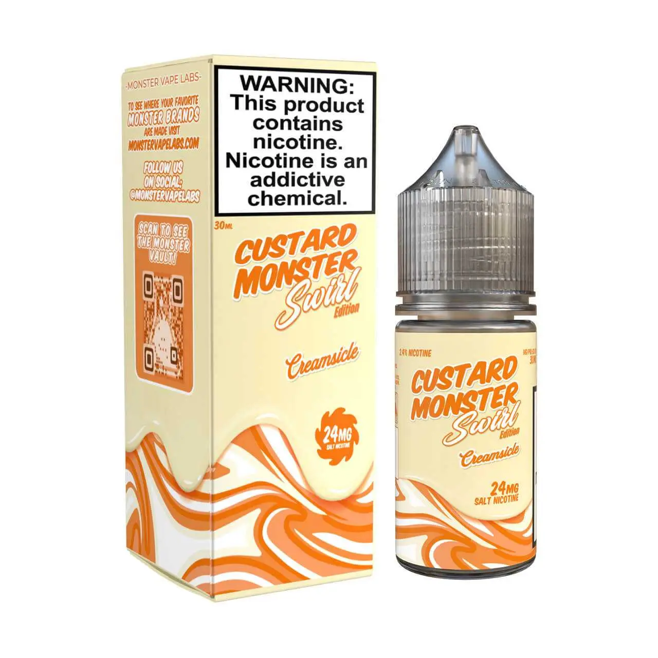 [Q-4334-04] Custard Monster Swirl Salt Nic 30ml (24MG, Orange Creamsicle)