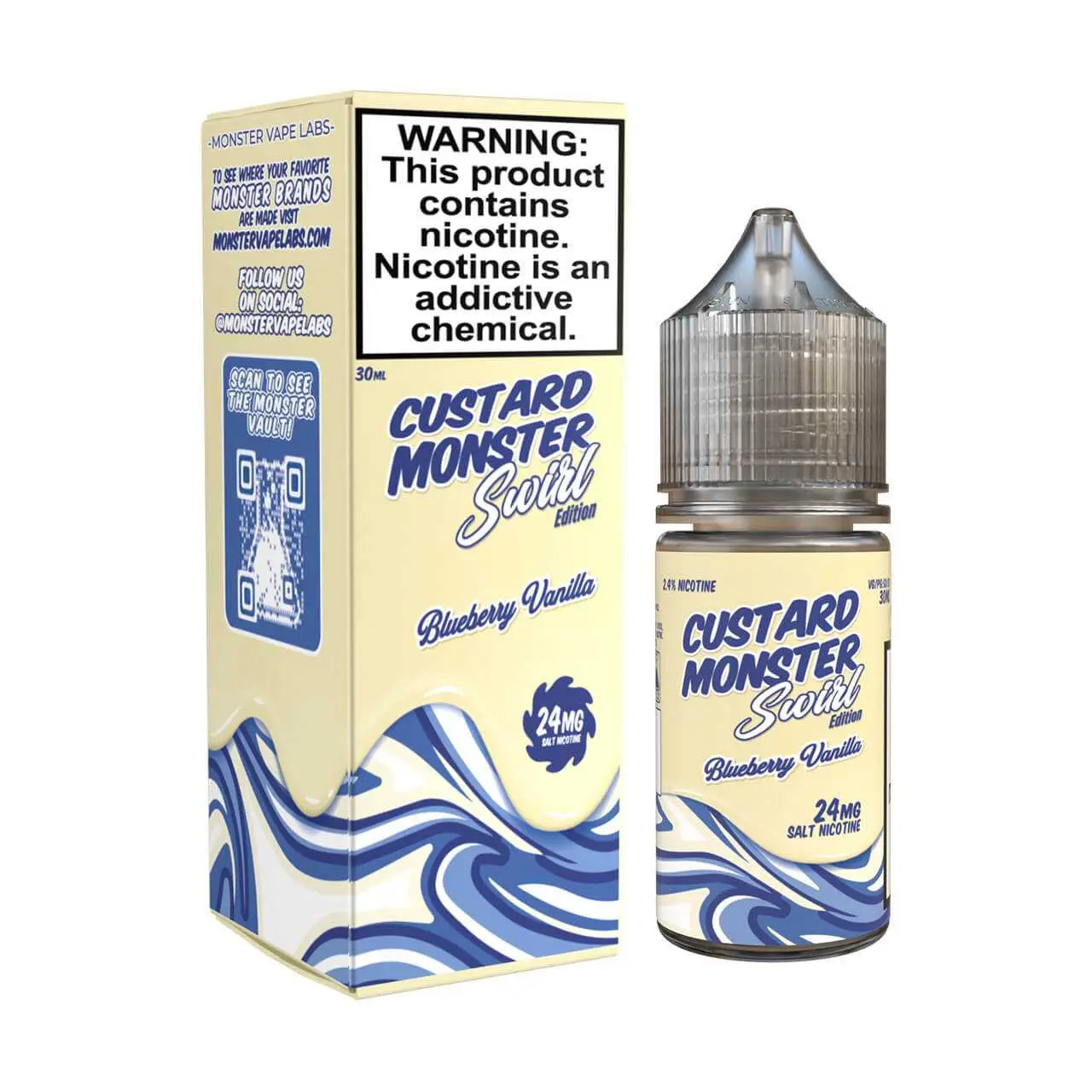 [Q-4334-02] Custard Monster Swirl Salt Nic 30ml (24MG, Blueberry Vanilla)