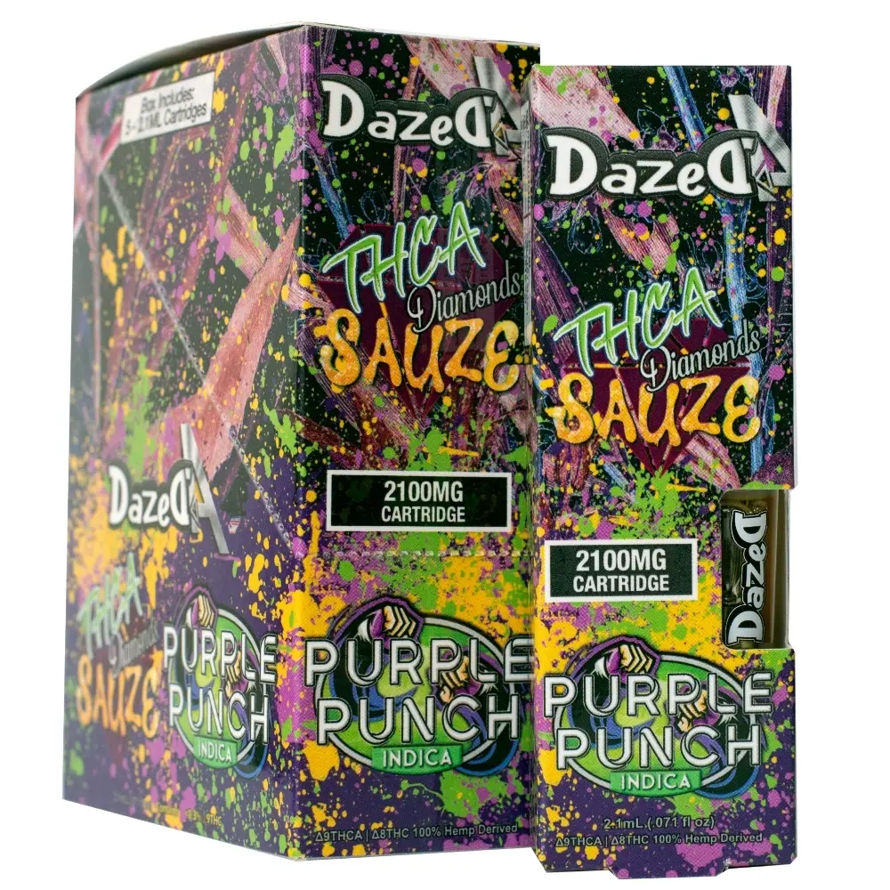 [T-1052-03] DAZEDA THC-A CARTS 2.1G 5PK A BOX (Purple Punch)
