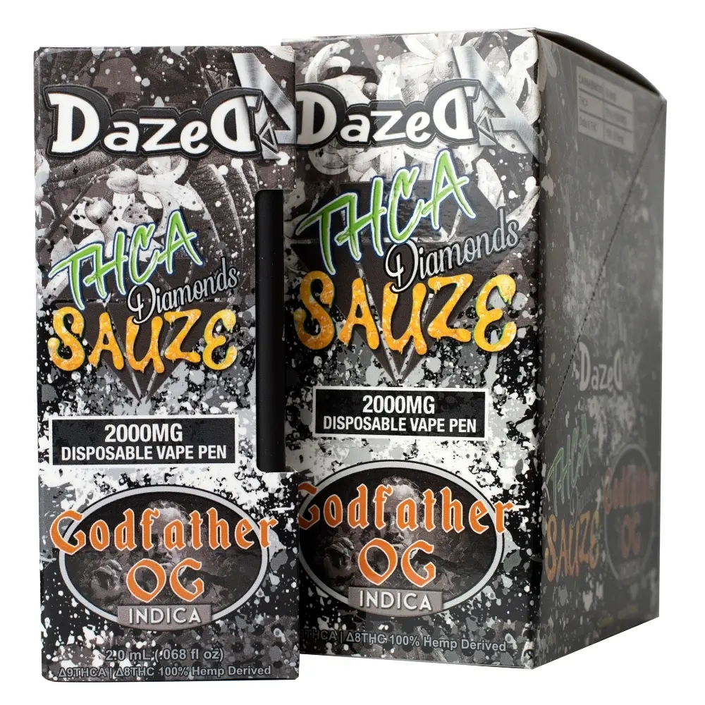 [T-1051-03] DAZEDA THC-A DISPOSABLE 2G 5PK BOX (Godfather OG)
