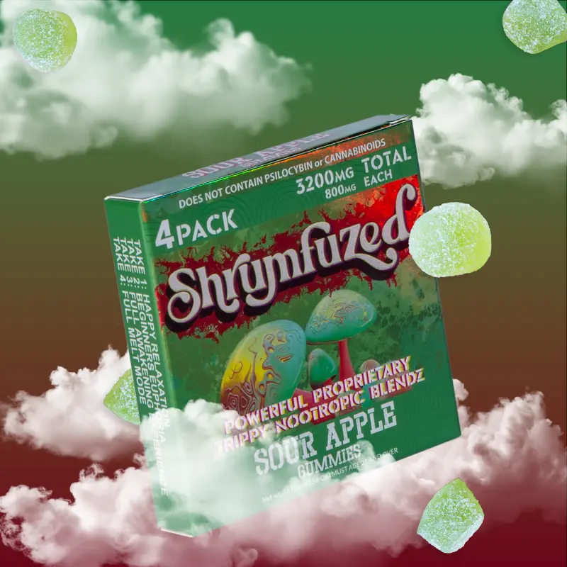 [Q-4356-03] Dazed SHRUMFUZED 4PK GUMMIES 800MG EACH 10PER BOX (Sour Apple)