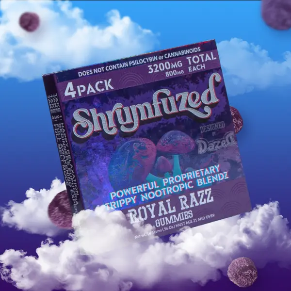 [Q-4356-06] Dazed SHRUMFUZED 4PK GUMMIES 800MG EACH 10PER BOX (Royal Razz)