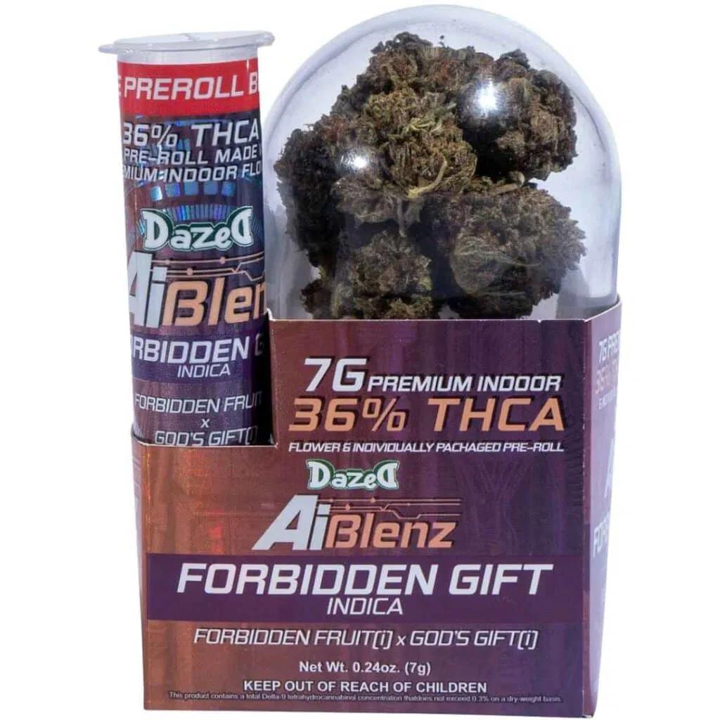 [T-1431-01] Dazed THC-A Flower 7G Flower With .75G PreRoll 5ct a Display (Pineapple Buddah)