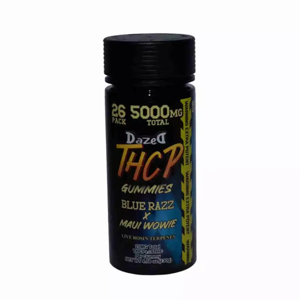 [Q-4830-01] Dazed THCP Gummy Jar 26PK 193MG each 5000MG (Blue Razz)