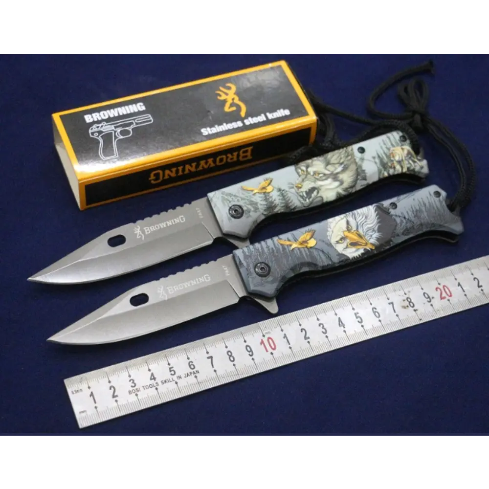 [Q-1697] DEFENSE KNIFE BROWNING BRAND (ROPE AND FOREST ART)
