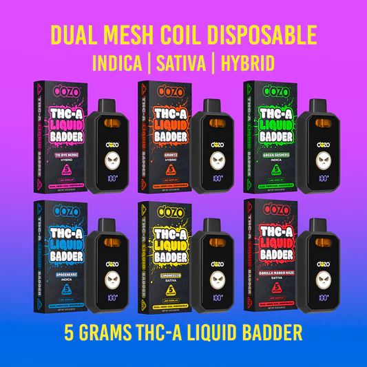 [T-1320-03] DOZO - THC-A Liquid Badder 5G Disposables (Gruntz - Hybrid)