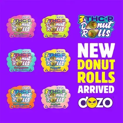 [T-1476-02] DOZO - THC P Donut 3 Pre-rolls 5ct (Frosted Wedding Cake - Hybrid)