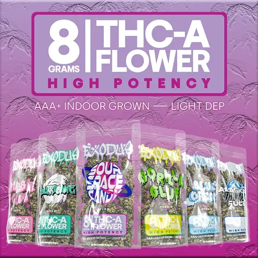 [T-1436-01] Exodus - THCa Flower - 8g 6ct (ALASKAN THUNDER FUCK (SATIVA))