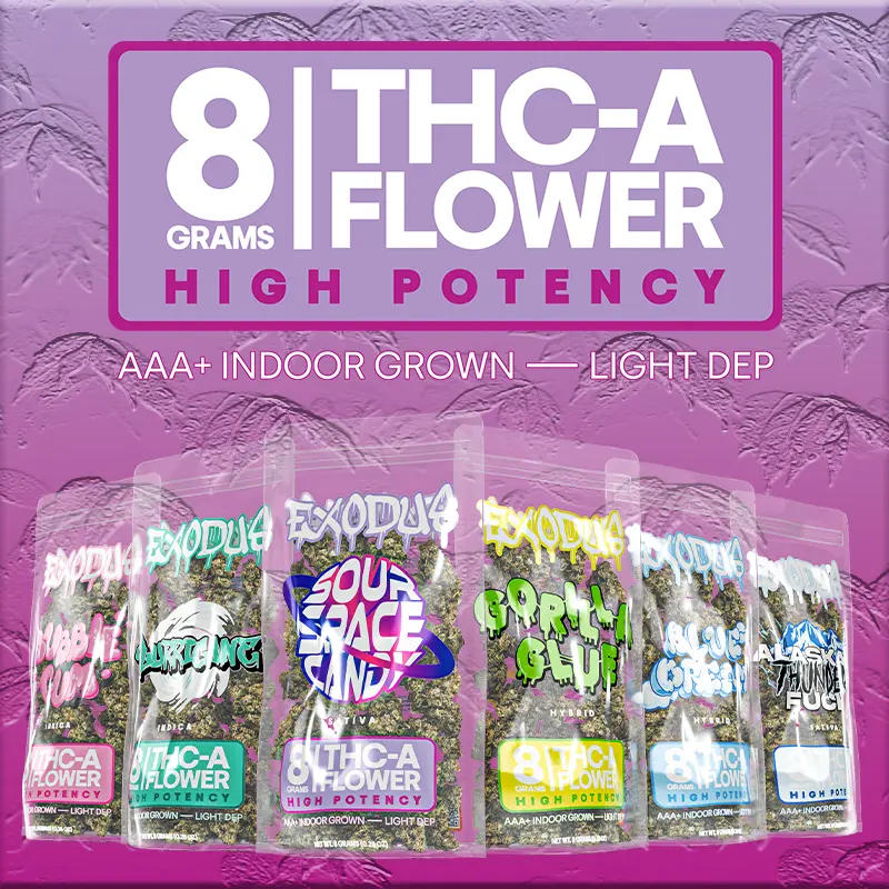 [T-1436-02] Exodus - THCa Flower - 8g 6ct (SOUR SPACE CANDY (SATIVA))