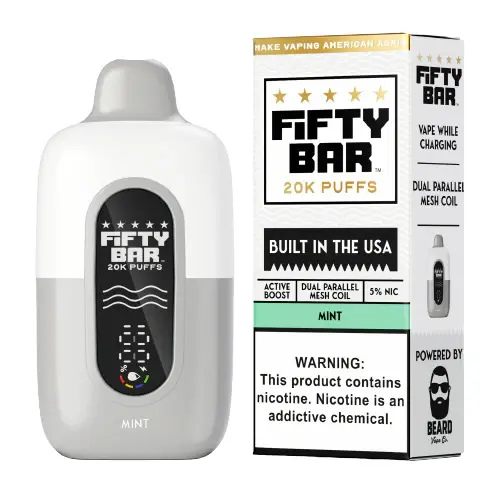 [Q-2001-14] FIFTY BAR 20000 PUFFS DISPOSABLE 5PK 16ML (Mint)