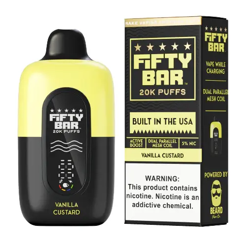 [Q-2001-17] FIFTY BAR 20000 PUFFS DISPOSABLE 5PK 16ML (Vanilla Custard)