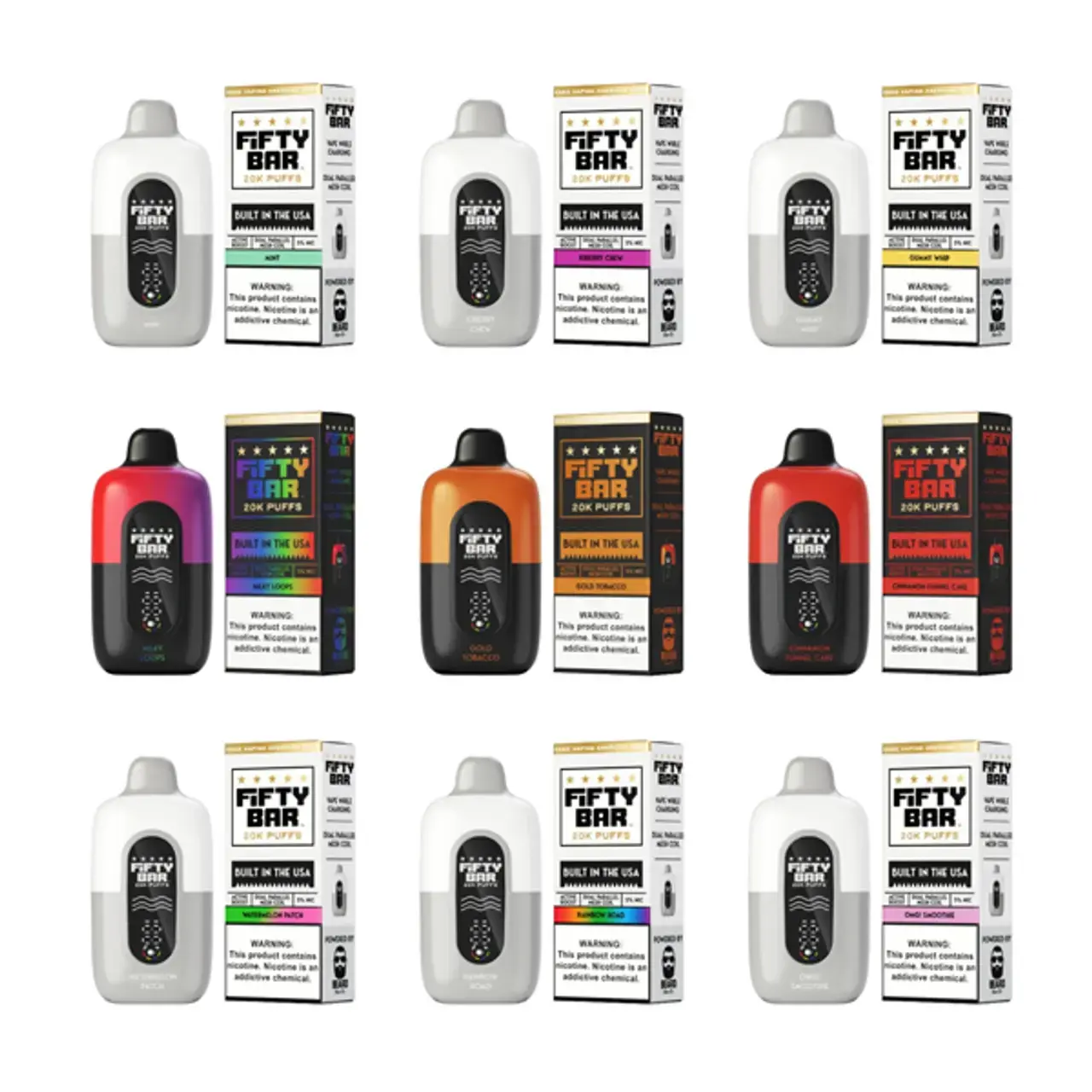 [Q-2001-21] FIFTY BAR 20000 PUFFS DISPOSABLE 5PK 16ML (Butterbean)