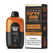 [Q-2001-09] FIFTY BAR 20000 PUFFS DISPOSABLE 5PK 16ML (Gold Tobacco)