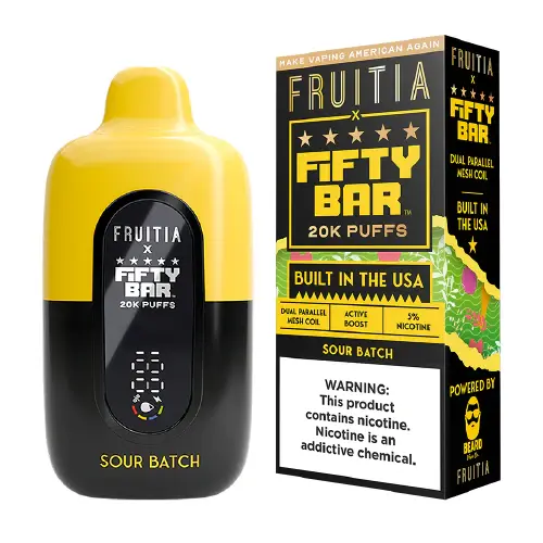 [Q-4466-05] Fifty Bar FRUITIA 20K Puffs 5pk (Sour Batch)