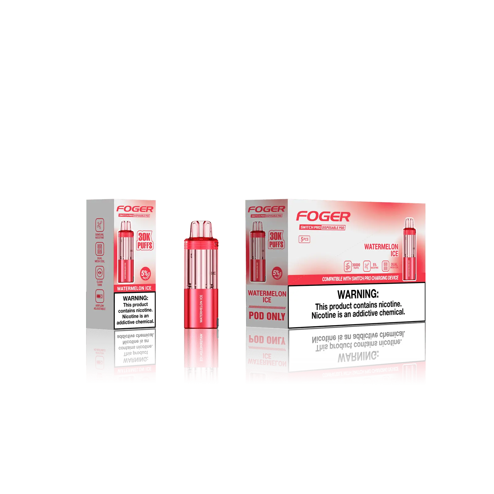 [Q-4718-04] Foger Switch Pro 30K POD 18ml 5PK (Watermelon Ice)