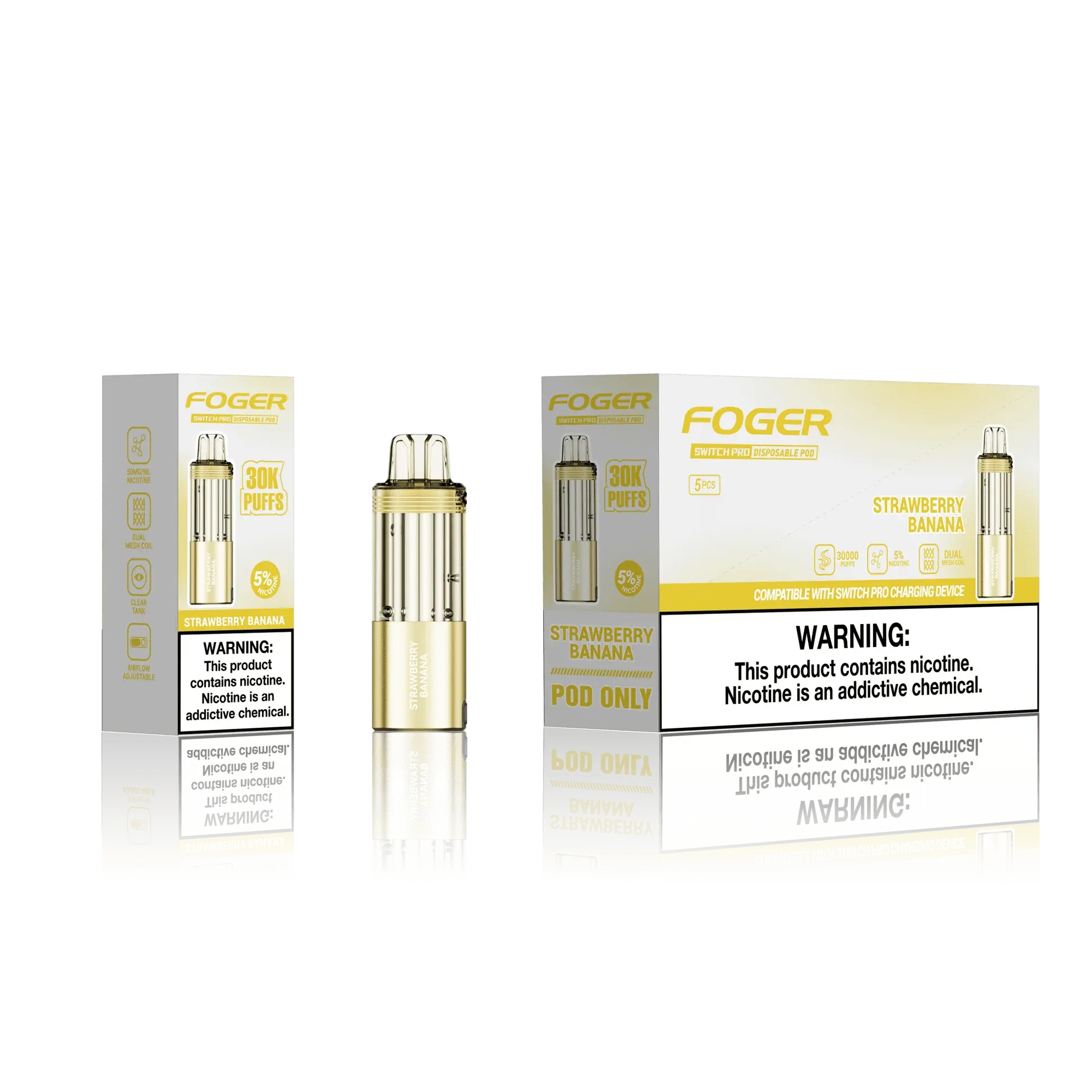 [Q-4718-05] Foger Switch Pro 30K POD 18ml 5PK (Strawberry Banana)