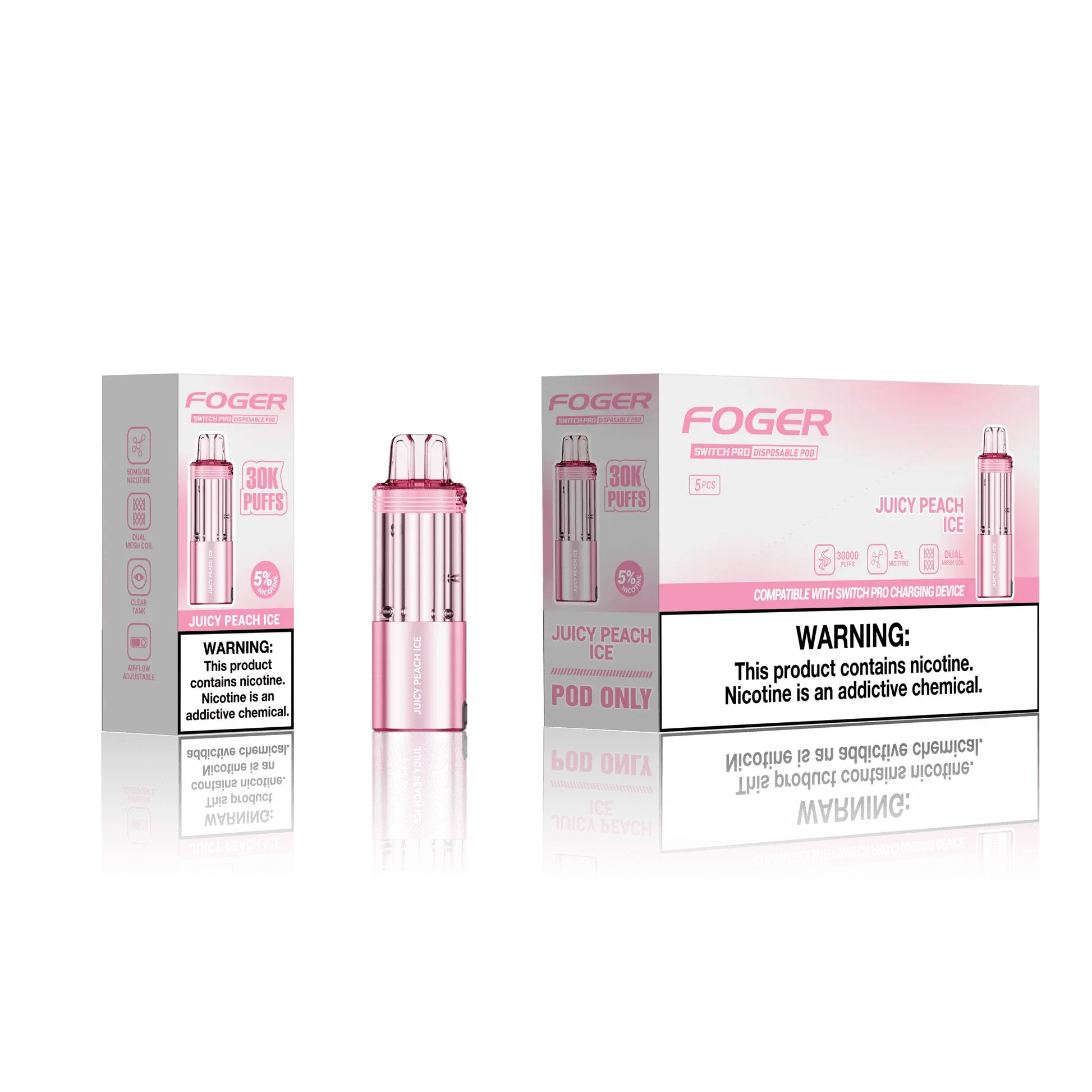 [Q-4718-08] Foger Switch Pro 30K POD 18ml 5PK (Juicy Peach Ice)
