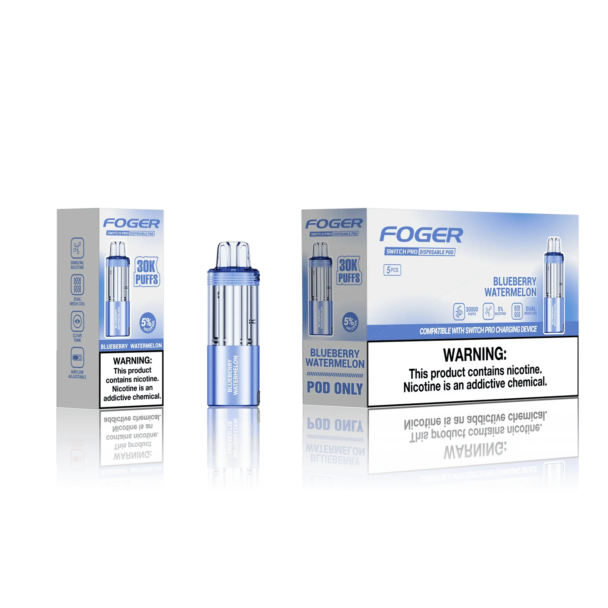 [Q-4718-15] Foger Switch Pro 30K POD 18ml 5PK (Blueberry Watermelon)