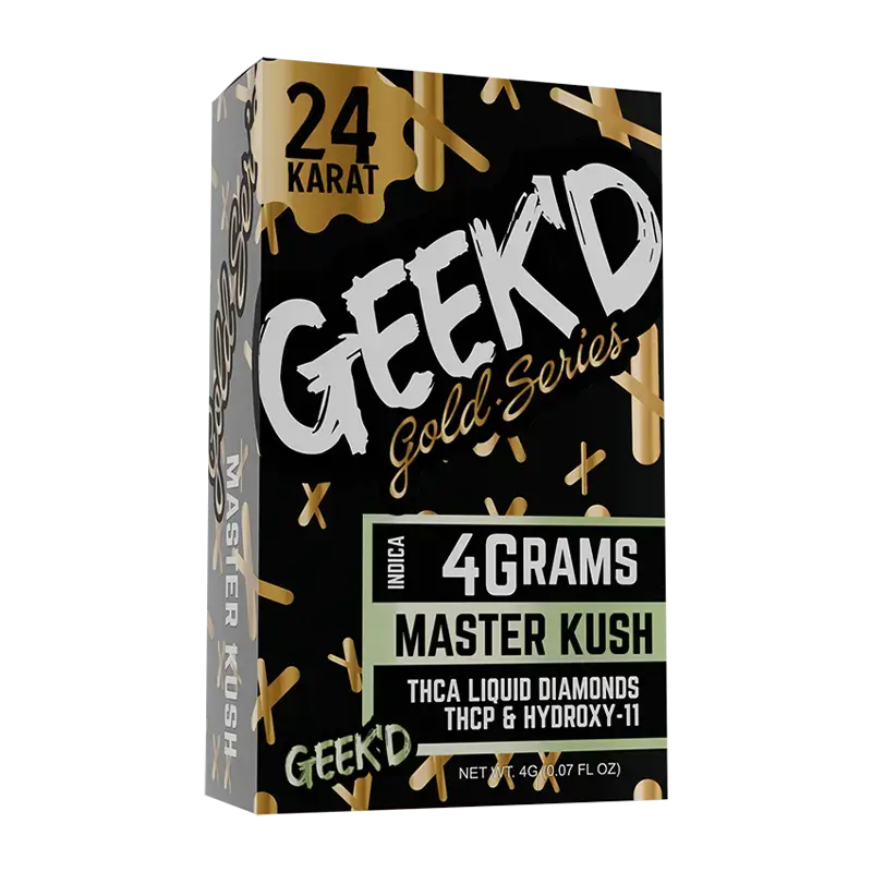 [T-1305-02] GEEK’D EXTRACTS GOLD SERIES 4 GRAM DISPOSABLE 5PK (MASTER KUSH – INDICA)