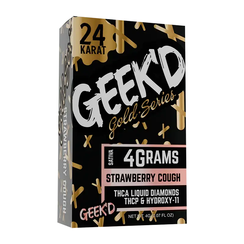[T-1305-04] GEEK’D EXTRACTS GOLD SERIES 4 GRAM DISPOSABLE 5PK (STRAWBERRY COUGH – SATIVA)