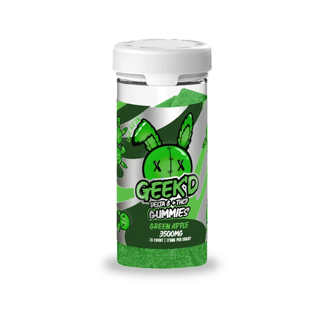 [Q-4806-01] Geek'D Gummy 3500MG jar D8+THCP (Green Apple)
