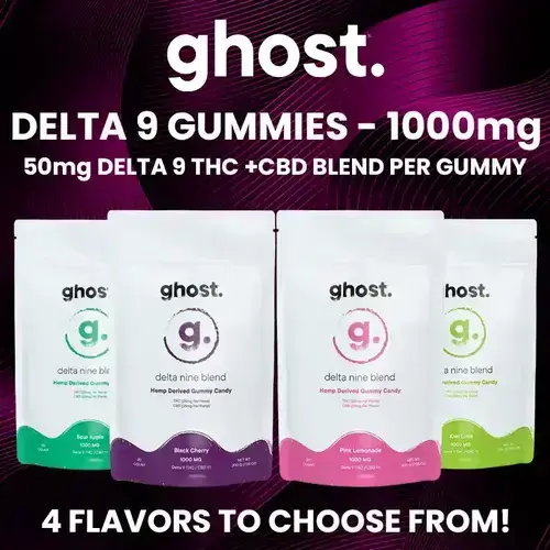 [10140-02] GHOST DELTA 9 BLEND 1000MG 5CT 20 GUMMY (Kiwi Lime)