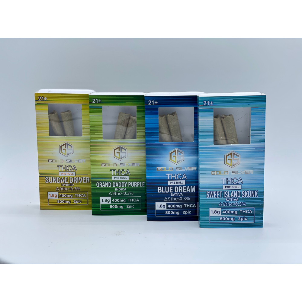 [T-1073-09] GOLD SILVER THC-A PRE-ROLL 2IN1 1.8G (Berry White Indica)