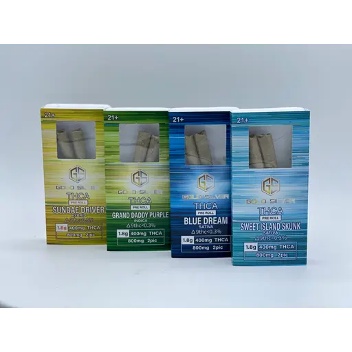 [T-1073-01] GOLD SILVER THC-A PRE-ROLL 2IN1 1.8G (Watermelon Zkittles Indica)