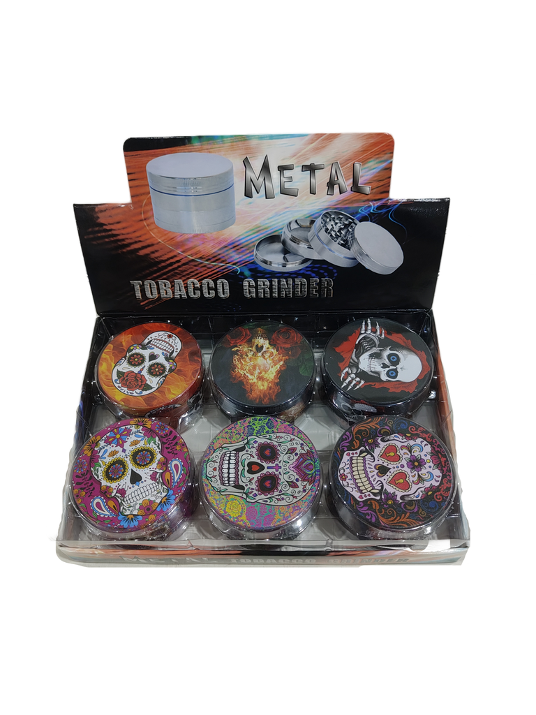 Grinder Zinc 63MM Full Print Skull 6PK