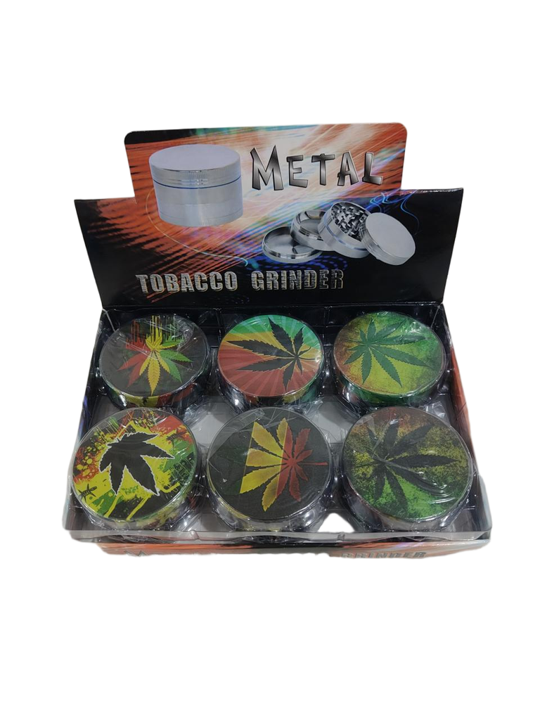 Grinder Zinc 63MM Half Printed Leaf-1 6PK