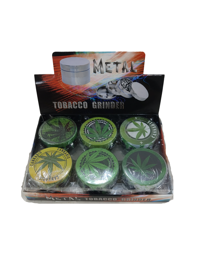 Grinder Zinc 63MM Half Printed Leaf & Peace 6PK