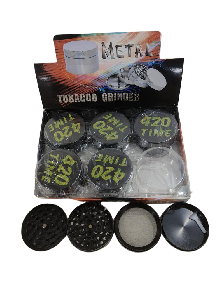 Grinder Zinc 63MM Print On Lid 420 Time 6PK
