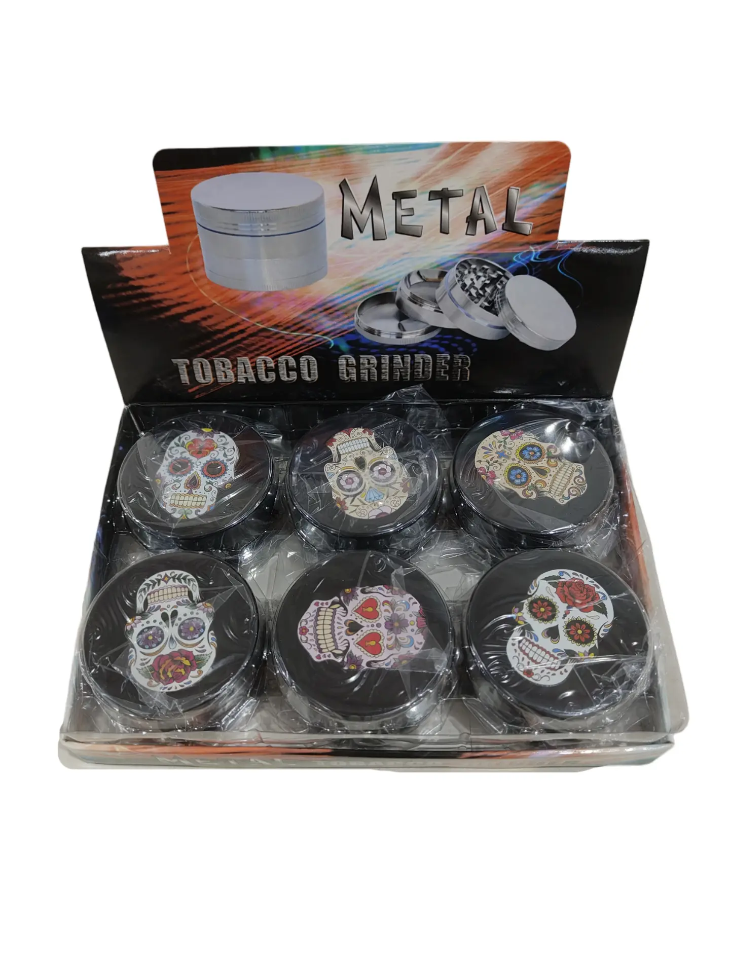 Grinder Zinc 63MM Print on Lid Skull-1 6PK