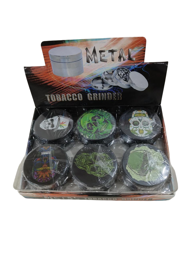 Grinder Zinc 63MM Print on Lid Skull 6PK