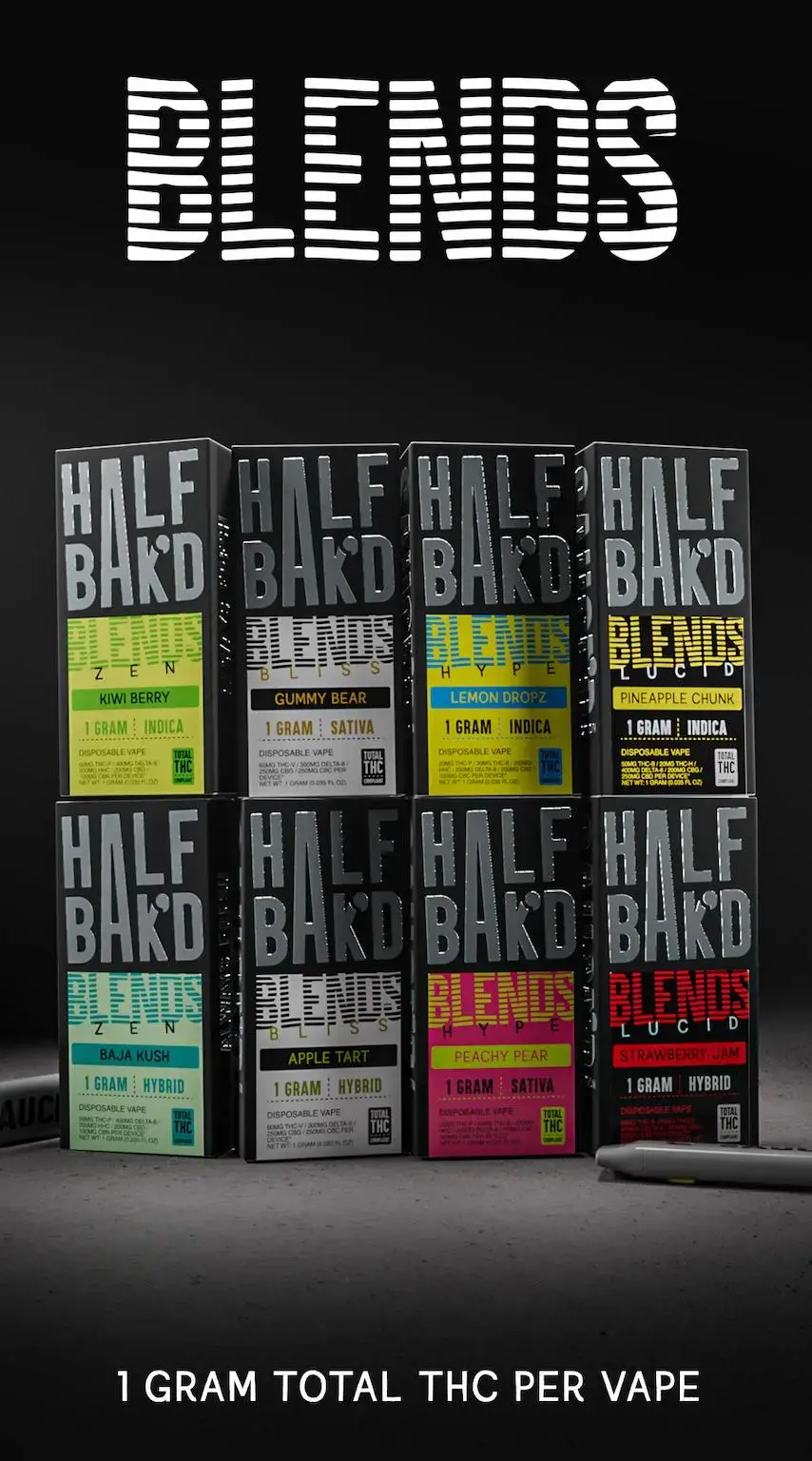 [T-1547-06] Half Bak'd Live Resin SAUCE'D Blends 1G Disposable 5PK (Lucid - Strawberry Jam)