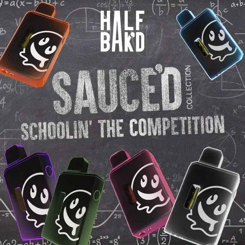 [T-1089-04] HALF BAK’D LIVE RESIN SAUCE’D DISPOSABLE 4G 5pk Box (Kiwi Jam Indica)