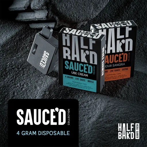 [Q-4817-02] Half Bak'd Live Resin SAUCE'D THC-P 4G Disposables - 5 Pack (Kiwi Jam Indica)