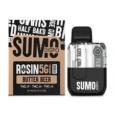 [T-1244-03] Half Bak’d -SUMO Live Rosin Disposable 5G THC-P, THCH, and THCA 5pk Box (Purple Churros)