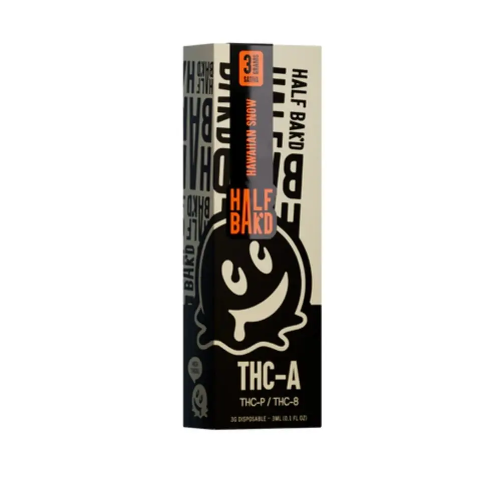 [T-1083-02] HALF BAK'D THC-A 3GRAM DISPOSABLE 5pk Box (Hawaiian Snow)
