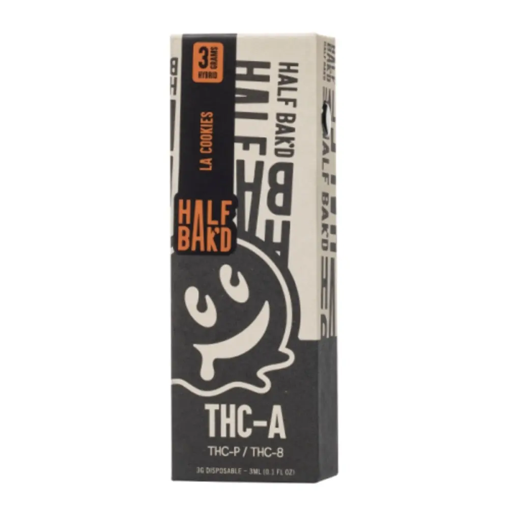 [T-1083-03] HALF BAK'D THC-A 3GRAM DISPOSABLE 5pk Box (La Cookies)