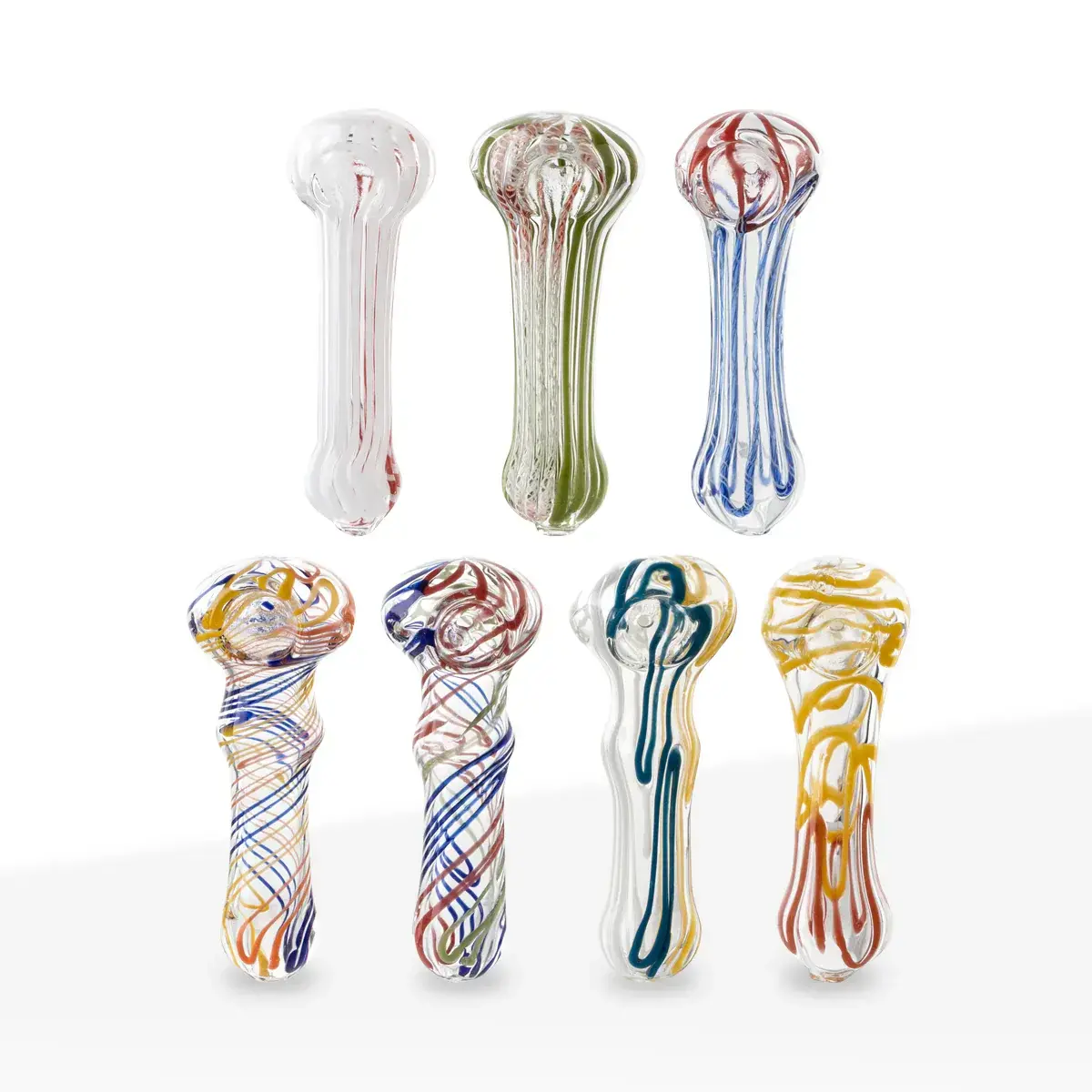 [Q-2404] HAND PIPE 4 (CLEAR SWIRL ASSORTED COLOR)