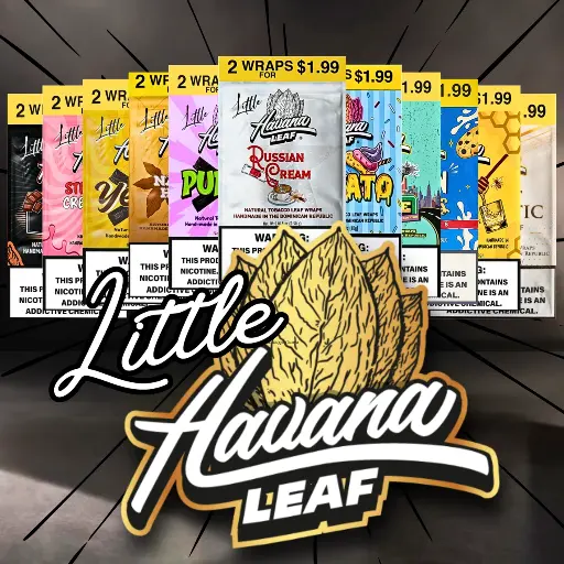 [T-1629-02] Havana Leaf Little Tobacco Wraps 2CT Box Of 20 $1.99 (Yellow X)