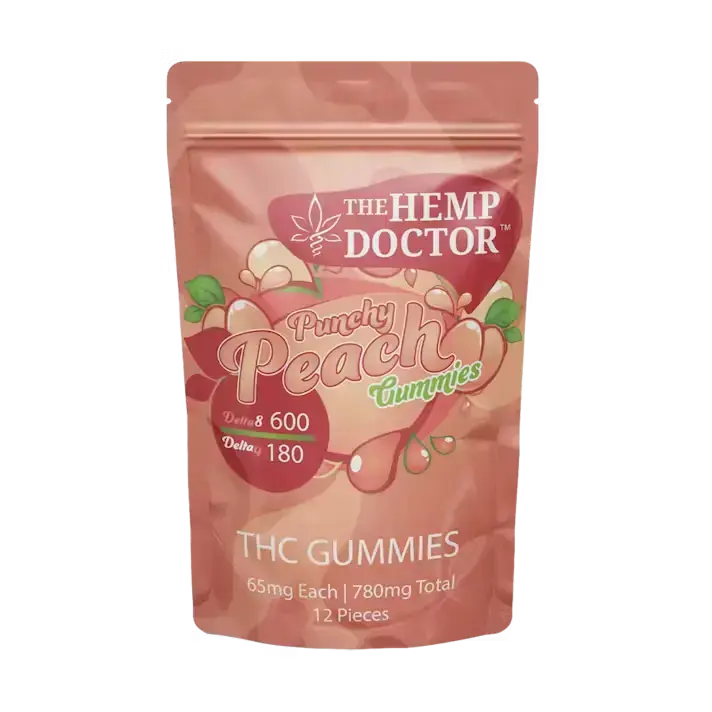 [Q-4254-04] HEMP DOCTOR 780mg 12ct Gummy Rings DELTA-8 DELTA-9 (Peach Rings)
