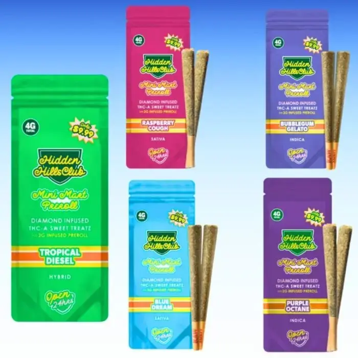 [T-1483-02] Hidden Hills THC-P Mini Mart Pre-Rolls 2-Pack – 4G (LEMON CHERRY PIE)