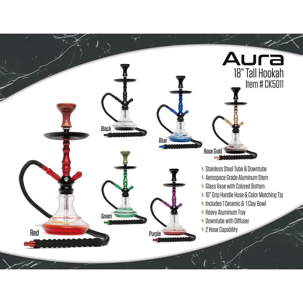 HOOKAH B.Y.O. 18" AURA CLICK TECHNOLOGY 1 HOSE