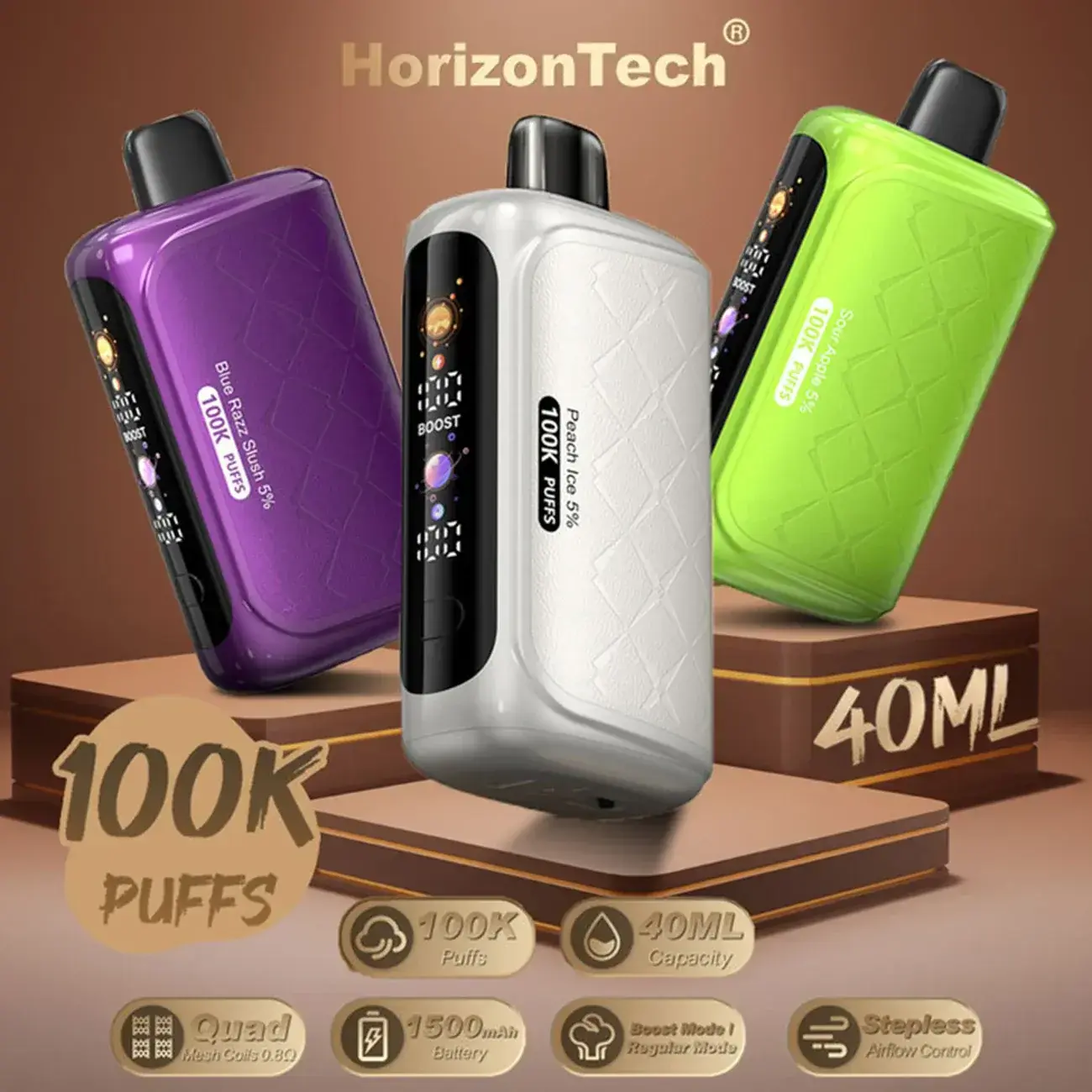 [T-1425-03] HorizonTech 100K Puff 40ML 5PK (Cool Mint)